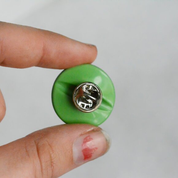 Handmade Green Upcycled Button Pin - Picture 2 of 5